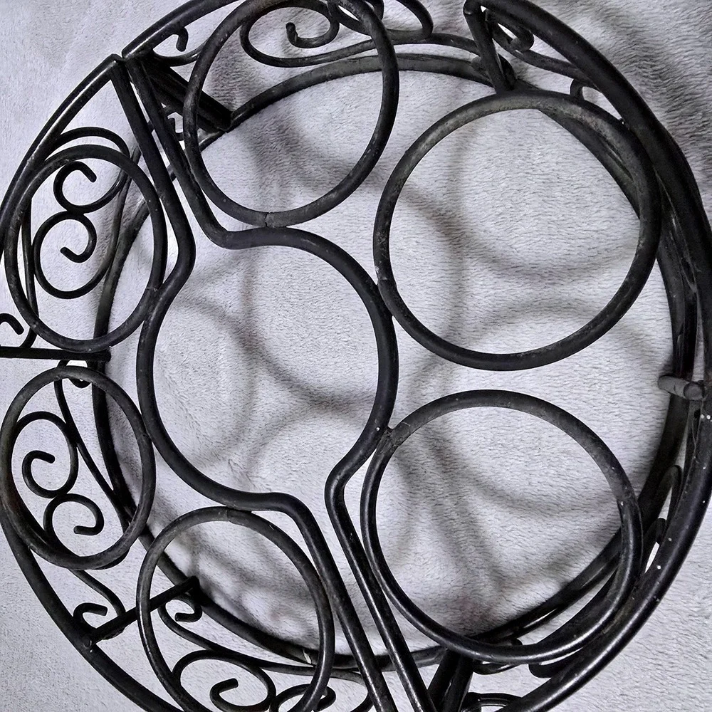 Vintage Black Metal 7-Candle Holder Folding Scrollwork Centerpiece